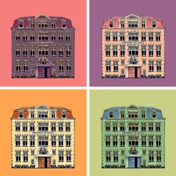 Illustratie van het Spinhuis waar het Meertens Instituut huist